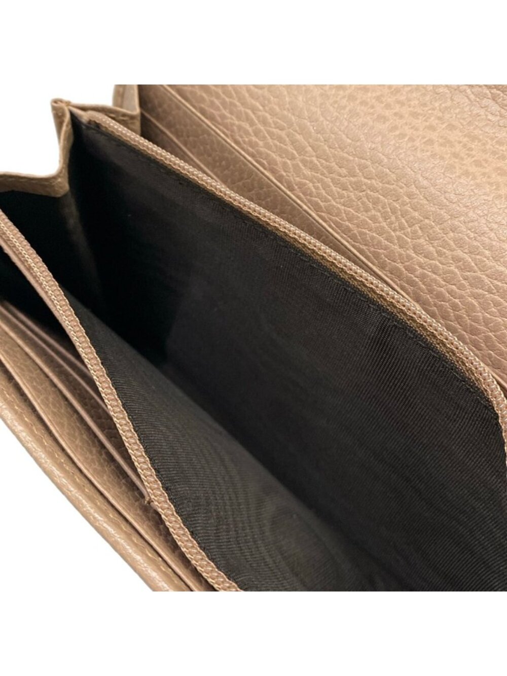 Gucci Wallet GG Marmont Double Bicolor Continental Light Brown Leather - Picture 5 of 7
